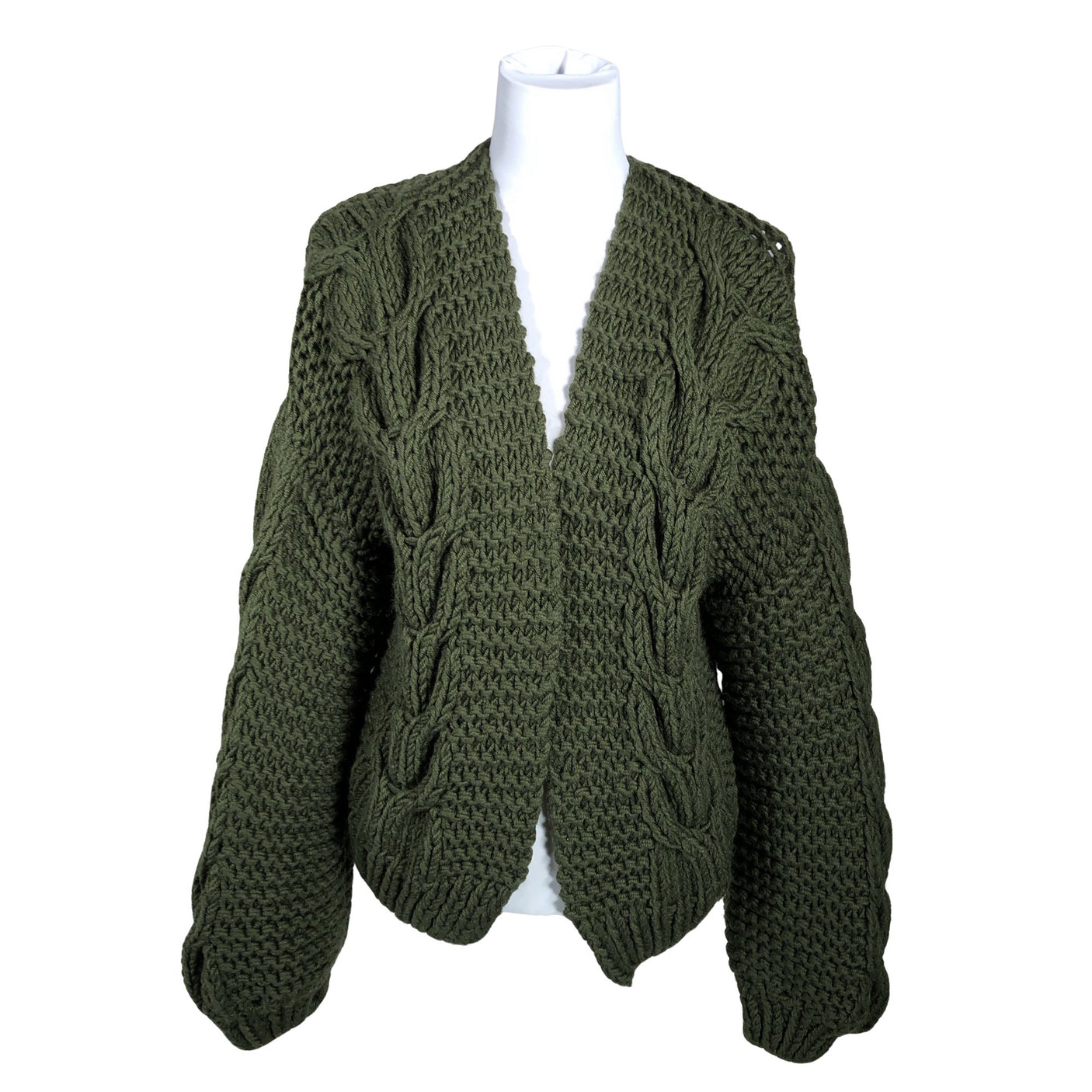 Naisten Handmade - Neuletakki, koko 38 - Vihreä (1)