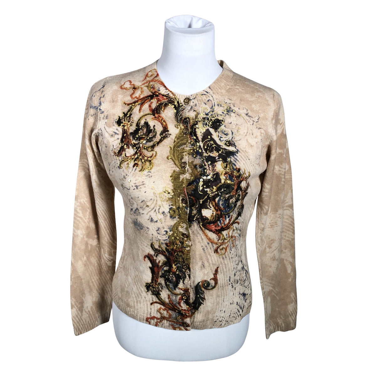 Naisten Elegance - Neuletakki, koko 38 - Beige (1)
