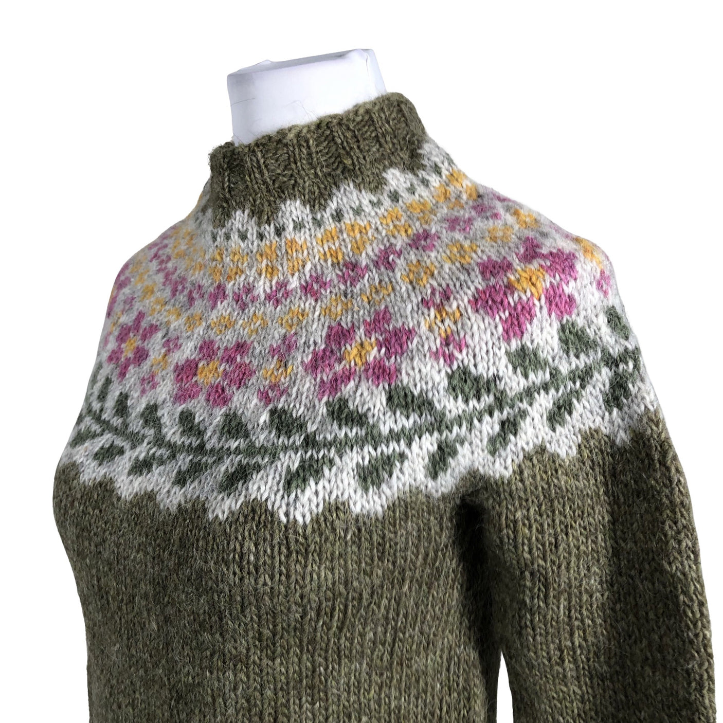 Naisten Handmade - Neulepaita, koko 34 - Vihreä (2)