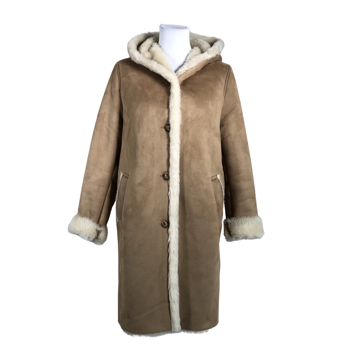 Naisten Uniqlo - Tekoturkistakki, koko 38 - Beige (1)