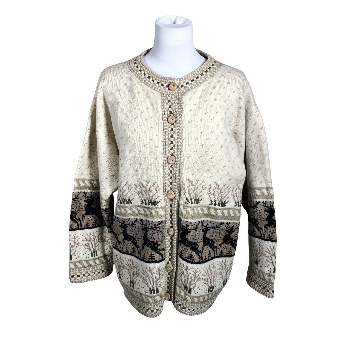 Naisten Handmade - Neuletakki, koko 42 - Beige (1)