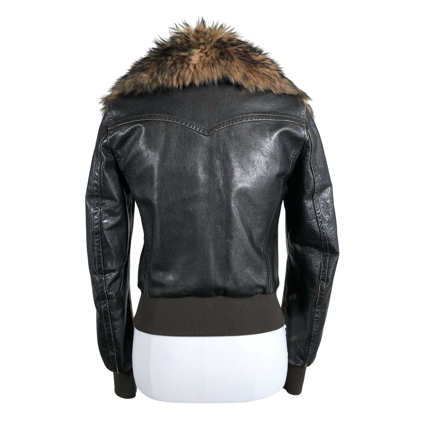 Naisten Benetton - Nahkatakki, koko 36 - Ruskea (3)