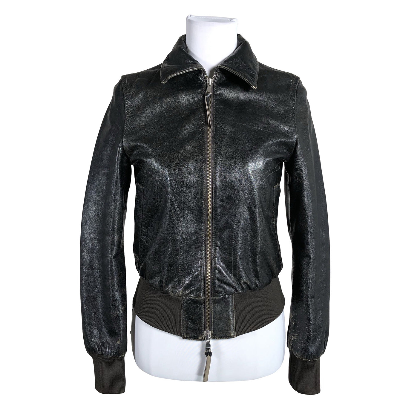 Naisten Benetton - Nahkatakki, koko 36 - Ruskea (2)