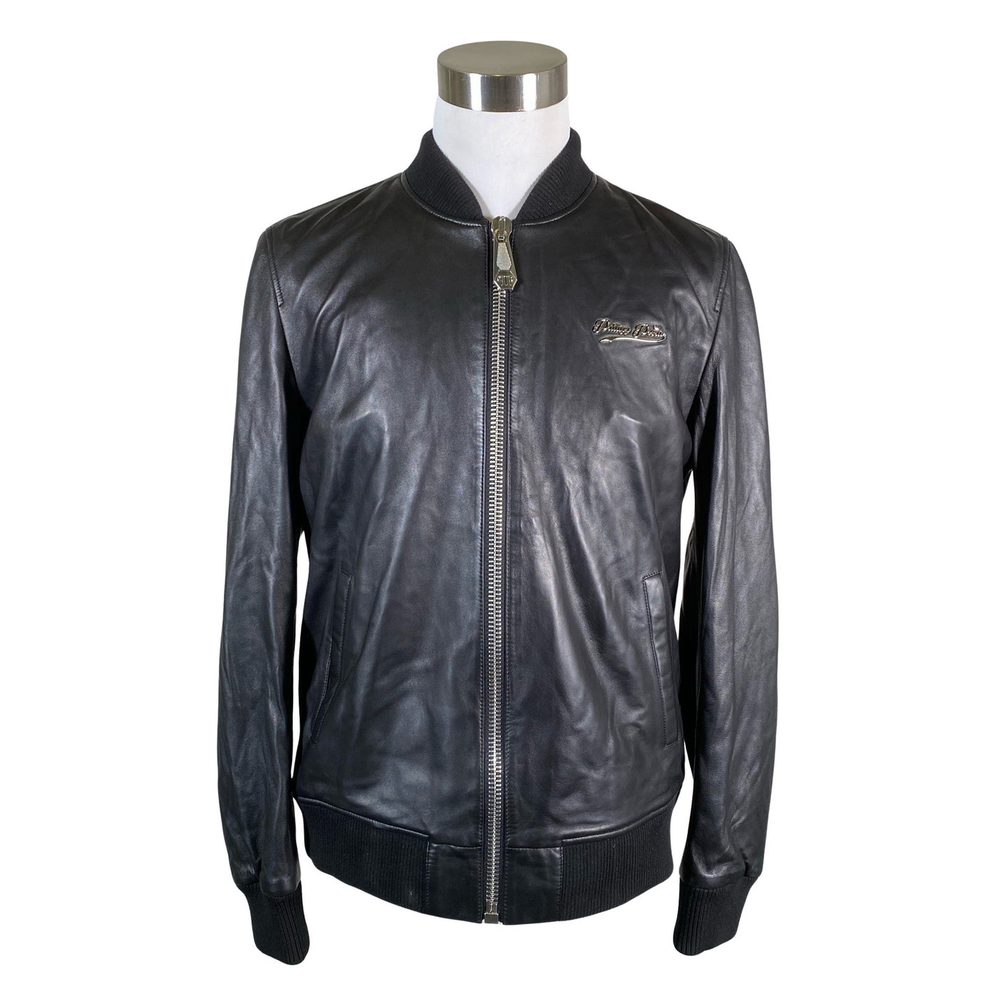 Miesten Philipp Plein - Nahkatakki, koko XL - Musta (1)
