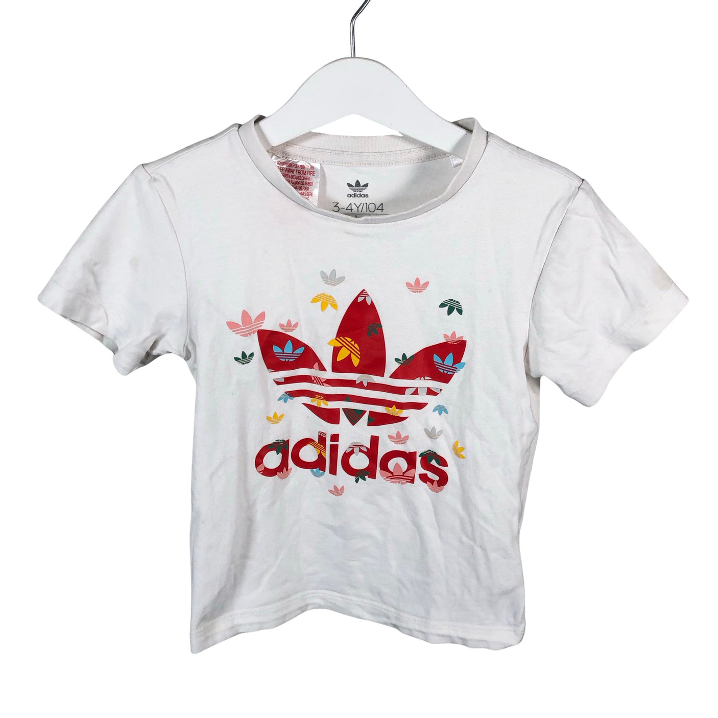 Tyttöjen Adidas - T-paita, koko 98 - 104 - Valkoinen (1)