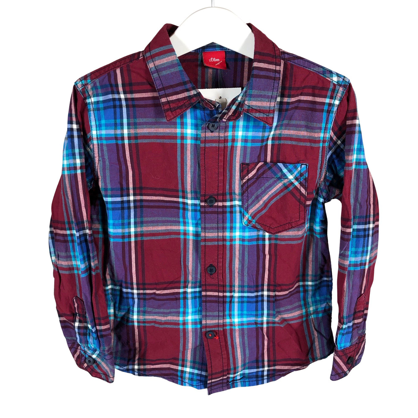 Unisex s.Oliver - Kauluspaita, koko 104 - 110 - Viininpunainen (1)