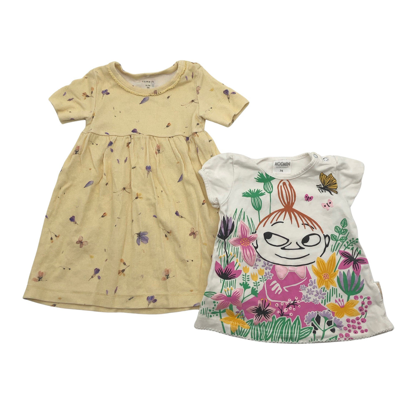 Tyttöjen Name It - Trikoomekko, koko 68 - 74 - Keltainen (1)