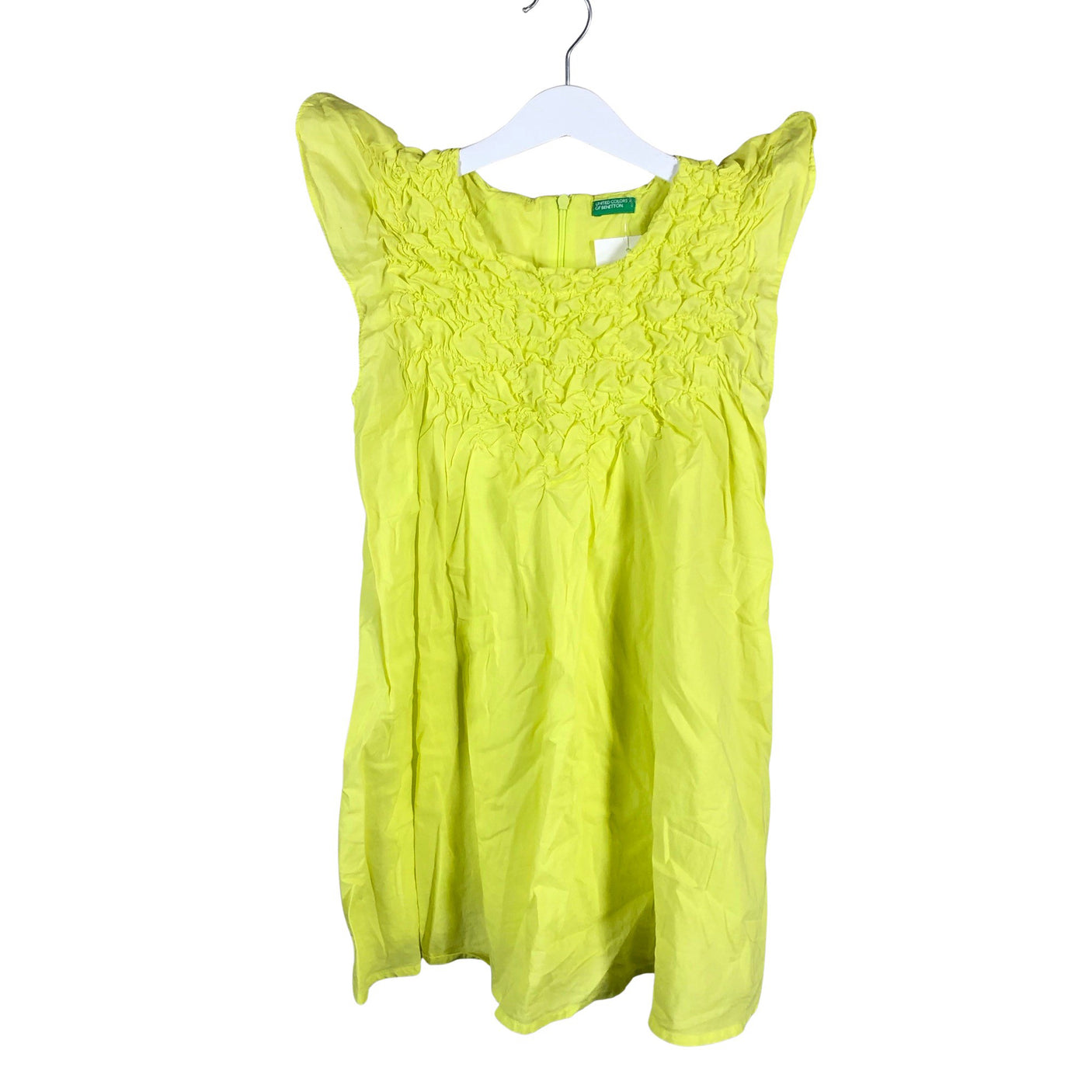 Tyttöjen Benetton - Kangasmekko, koko 122 - 128 - Keltainen (1)
