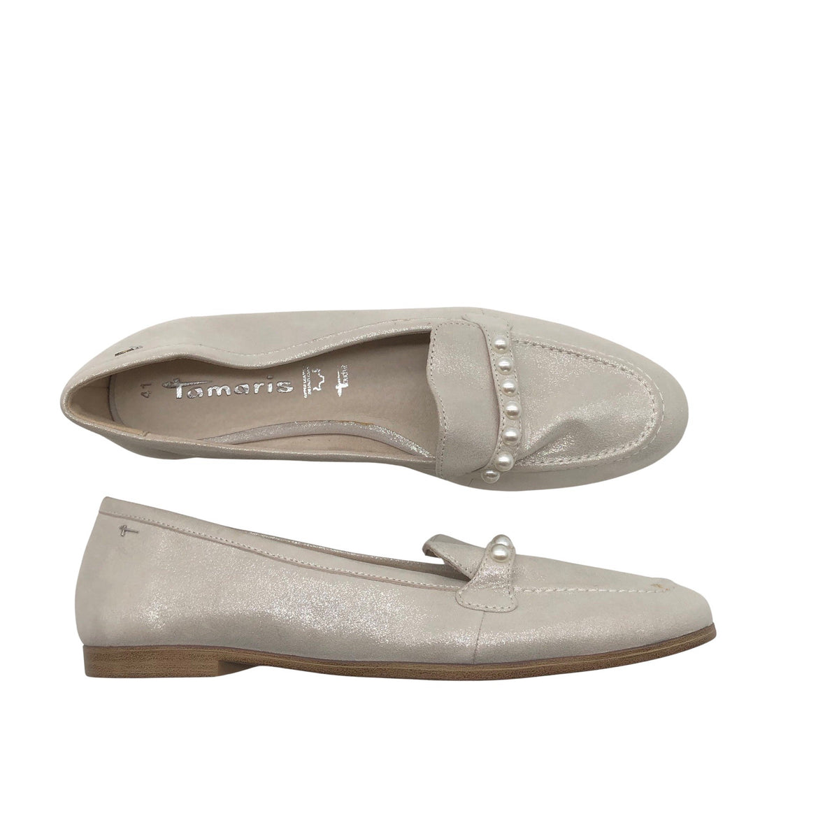 Naisten Tamaris - Loaferit, koko 41 - Hopea (1)