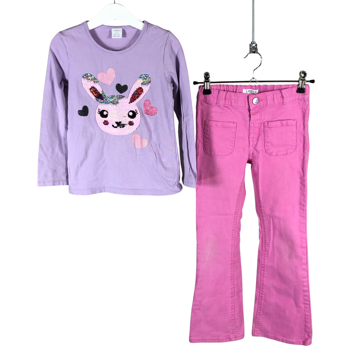 Tyttöjen Lindex - Farkut, koko 122 - 128 - Pinkki (1)