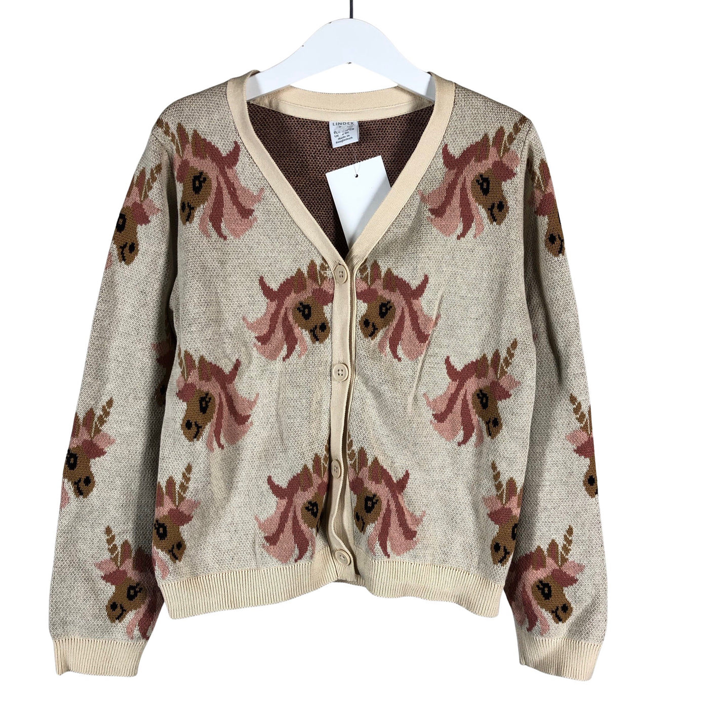 Tyttöjen Lindex - Neuletakki, koko 122 - 128 - Beige (1)