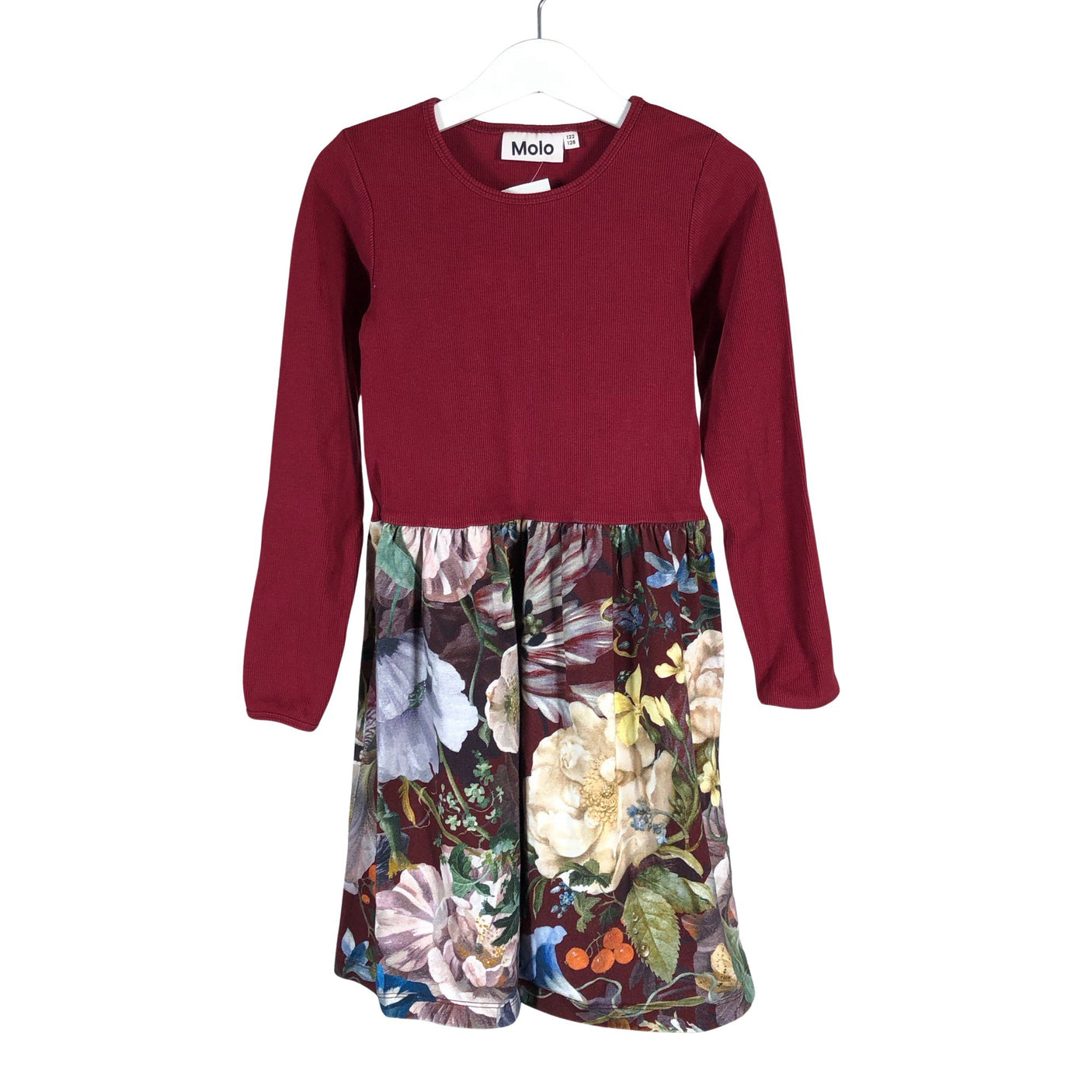 Tyttöjen Molo Kids - Trikoomekko, koko 122 - 128 - Viininpunainen (1)