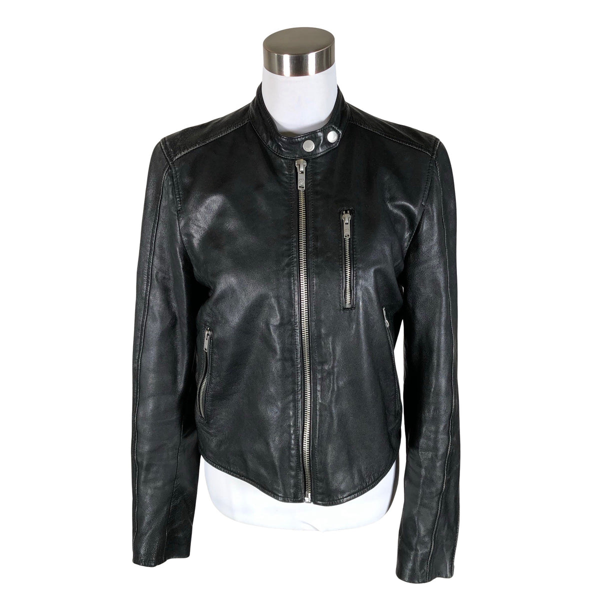 Naisten Superdry - Nahkatakki, koko 40 - Musta (1)