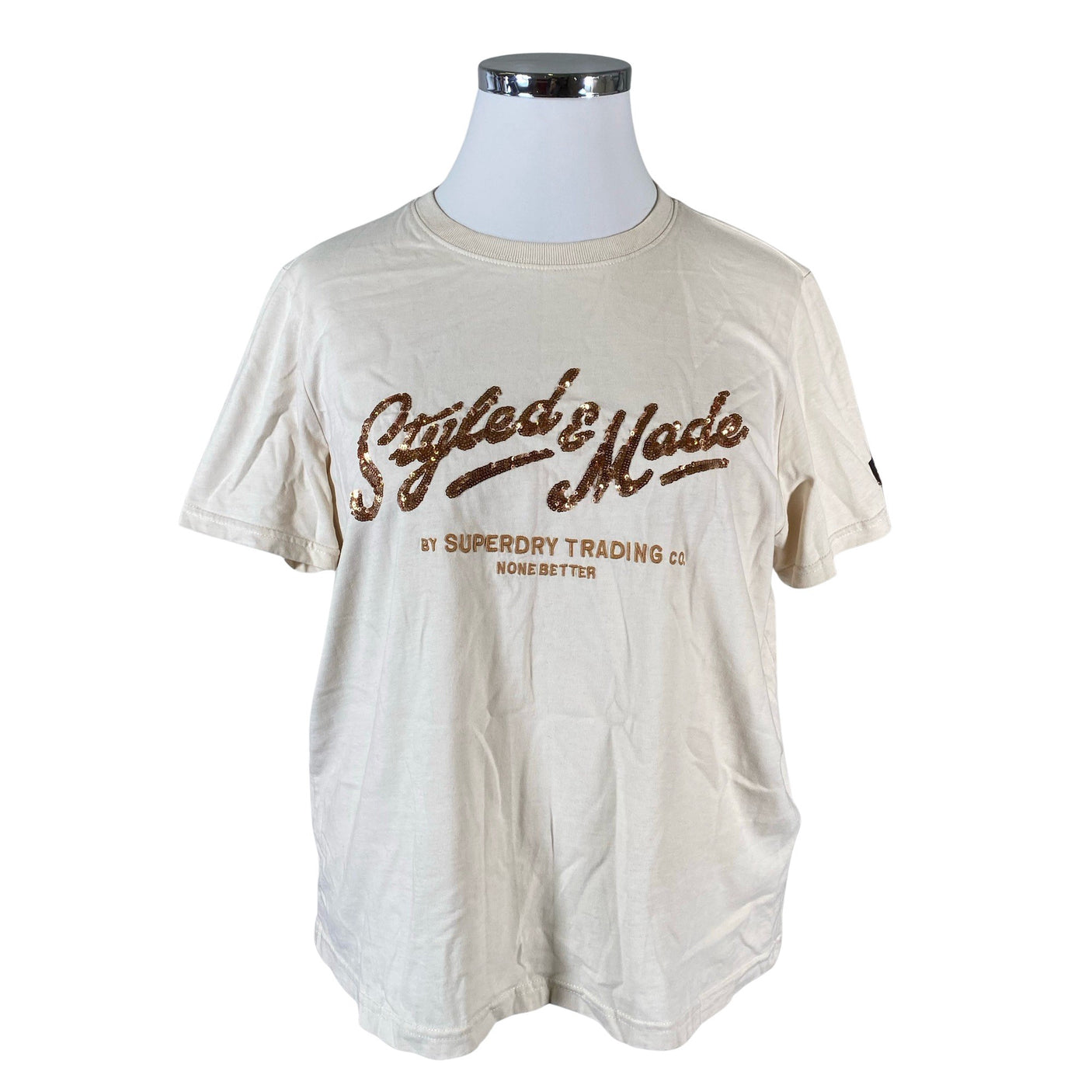 Naisten Superdry - T-paita, koko 44 - Beige (1)