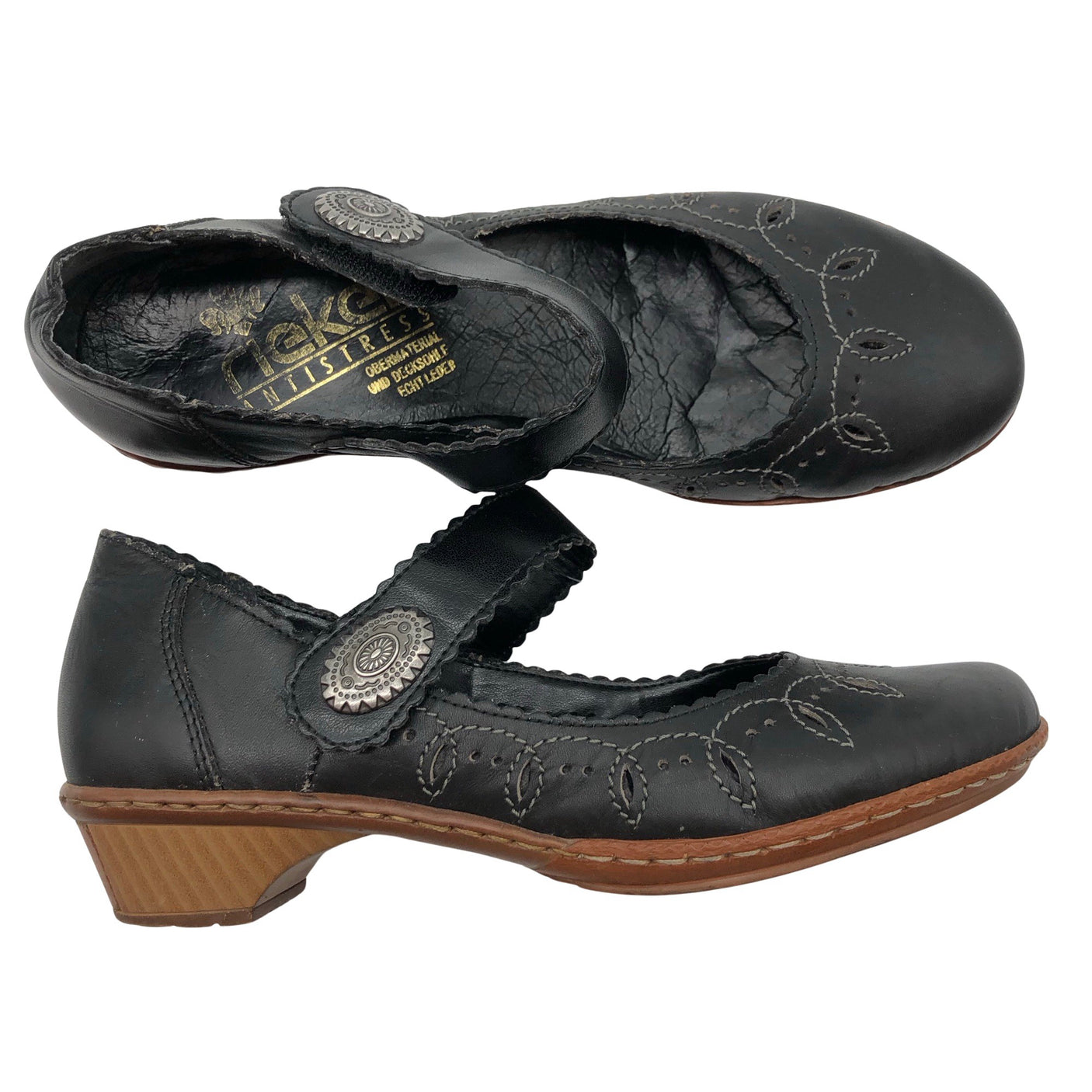 Naisten Rieker - Korolliset sandaalit, koko 37 - Musta (1)