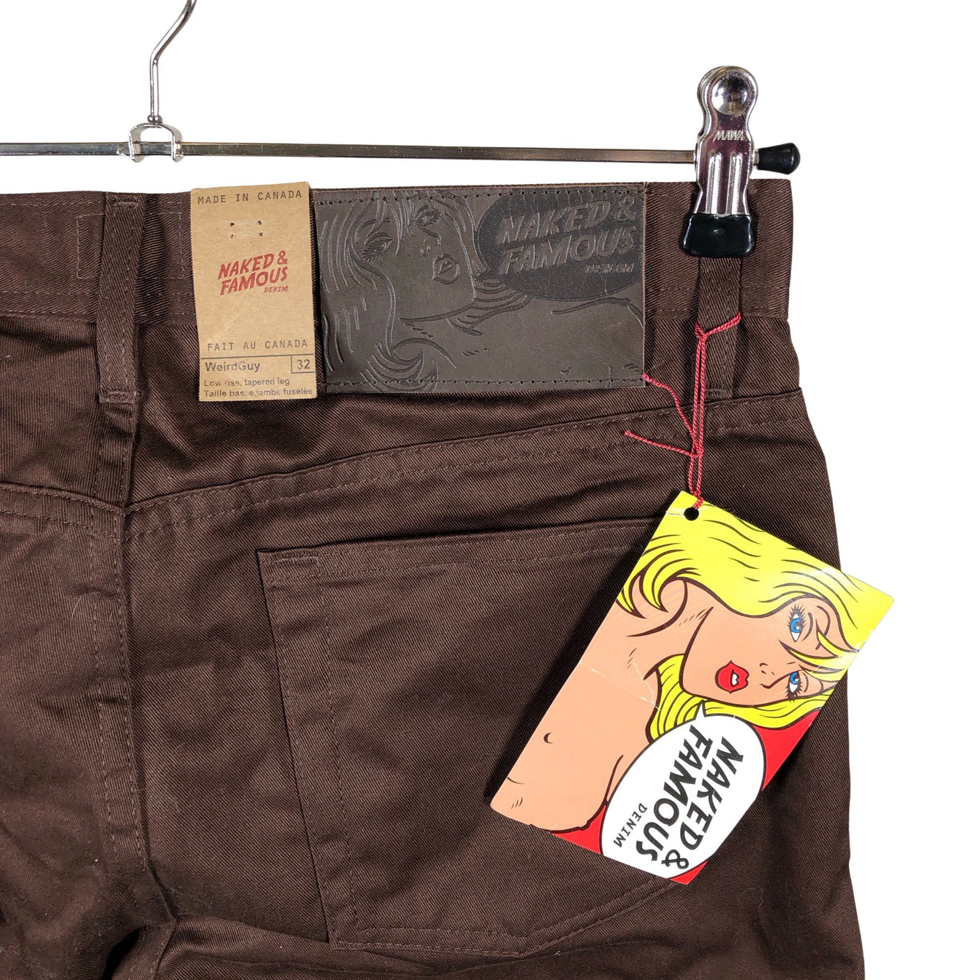 Miesten Naked & Famous - Farkut, koko W32 - Ruskea (3)