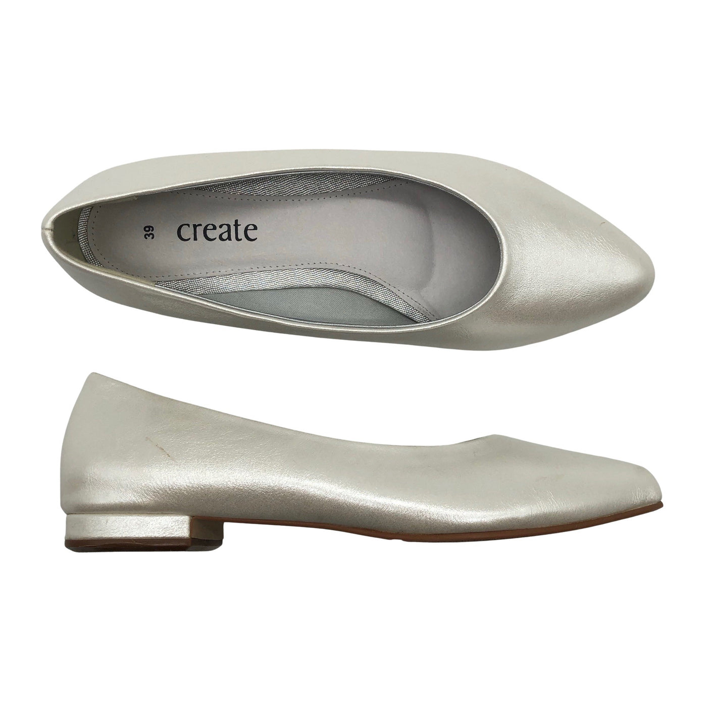 Naisten Create - Ballerinat, koko 39 - Hopea (1)