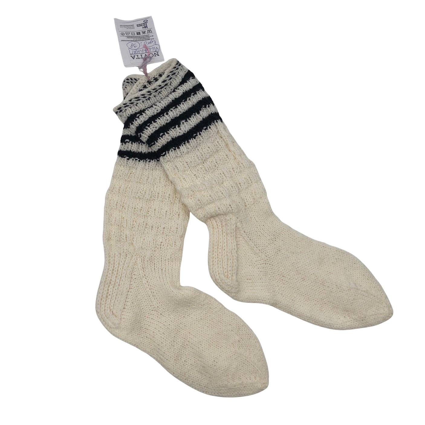 Naisten Handmade - Villasukat, koko 38 - Luonnonvalkoinen (1)