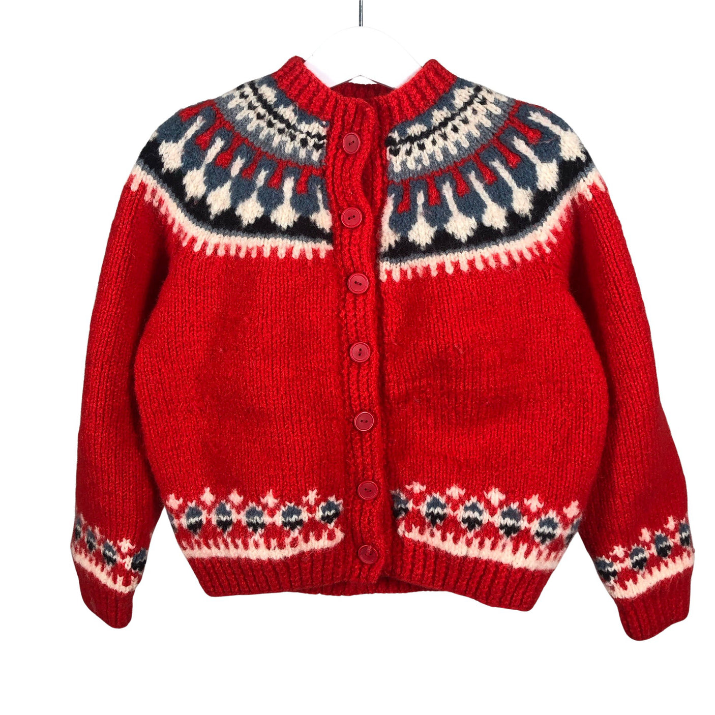 Unisex Handmade - Neuletakki, koko 110 - 116 - Punainen (1)