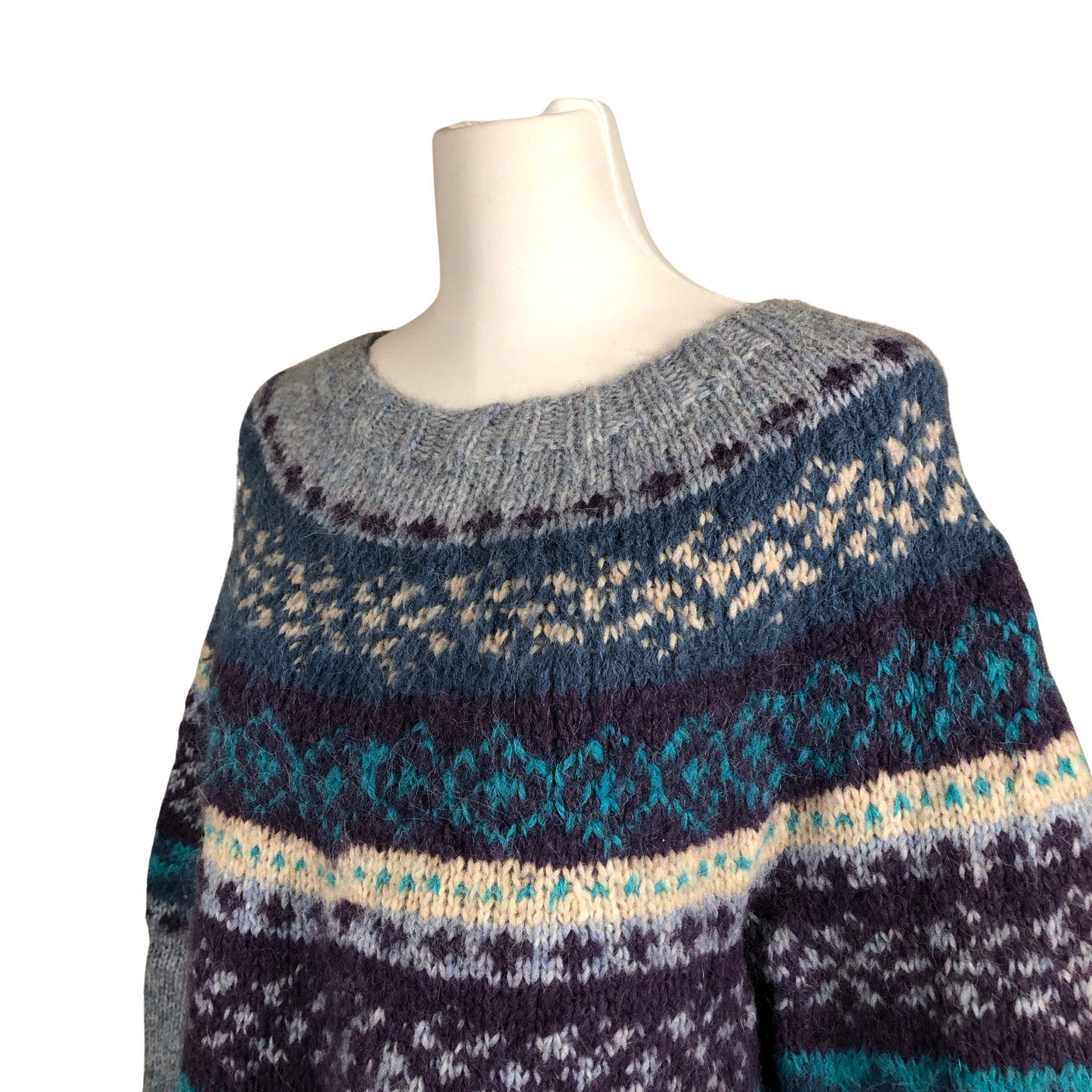 Naisten Handmade - Neulepaita, koko 38 - Vaaleansininen (3)