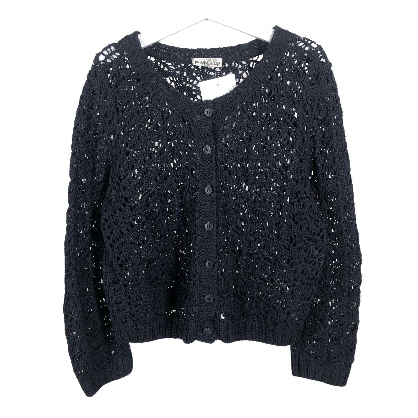 Tyttöjen POMPdeLUX - Neuletakki, koko 146 - 152 - Musta (1)