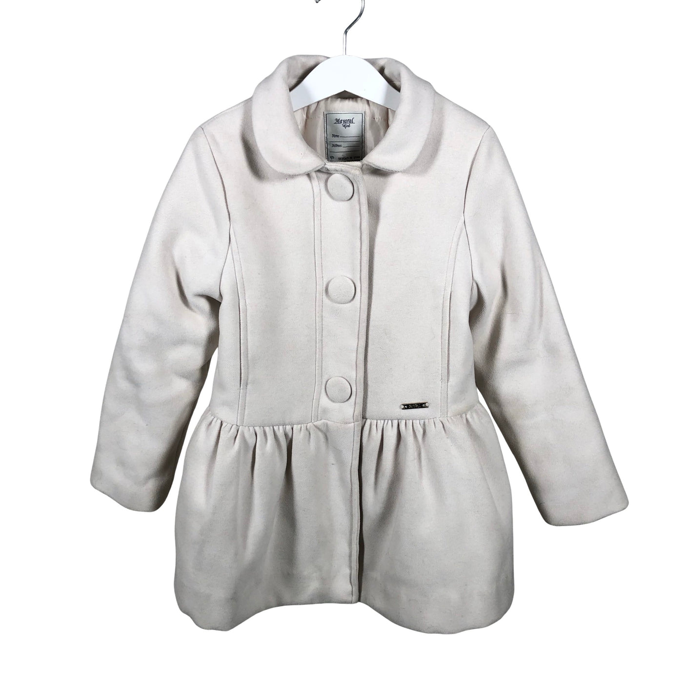 Tyttöjen Mayoral - Villakangastakki, koko 116 - 122 - Beige (1)