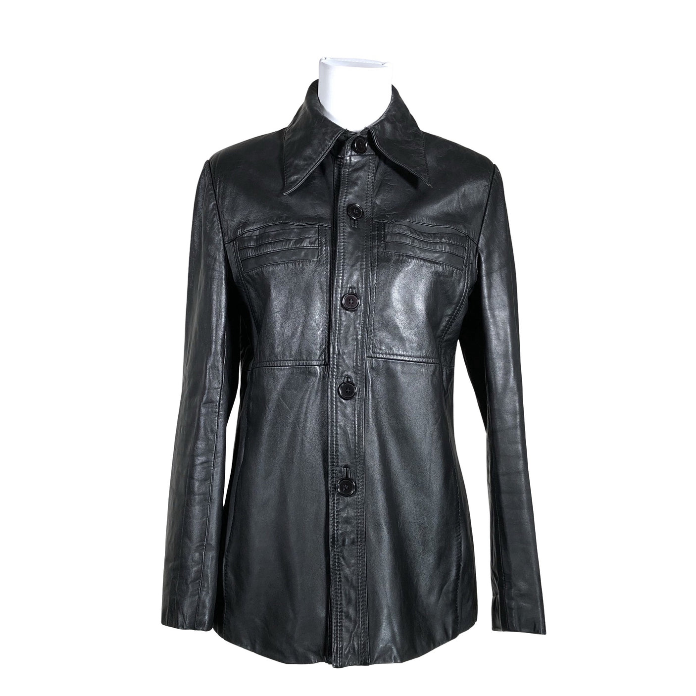 Naisten Handmade - Nahkatakki, koko 40 - Musta (1)