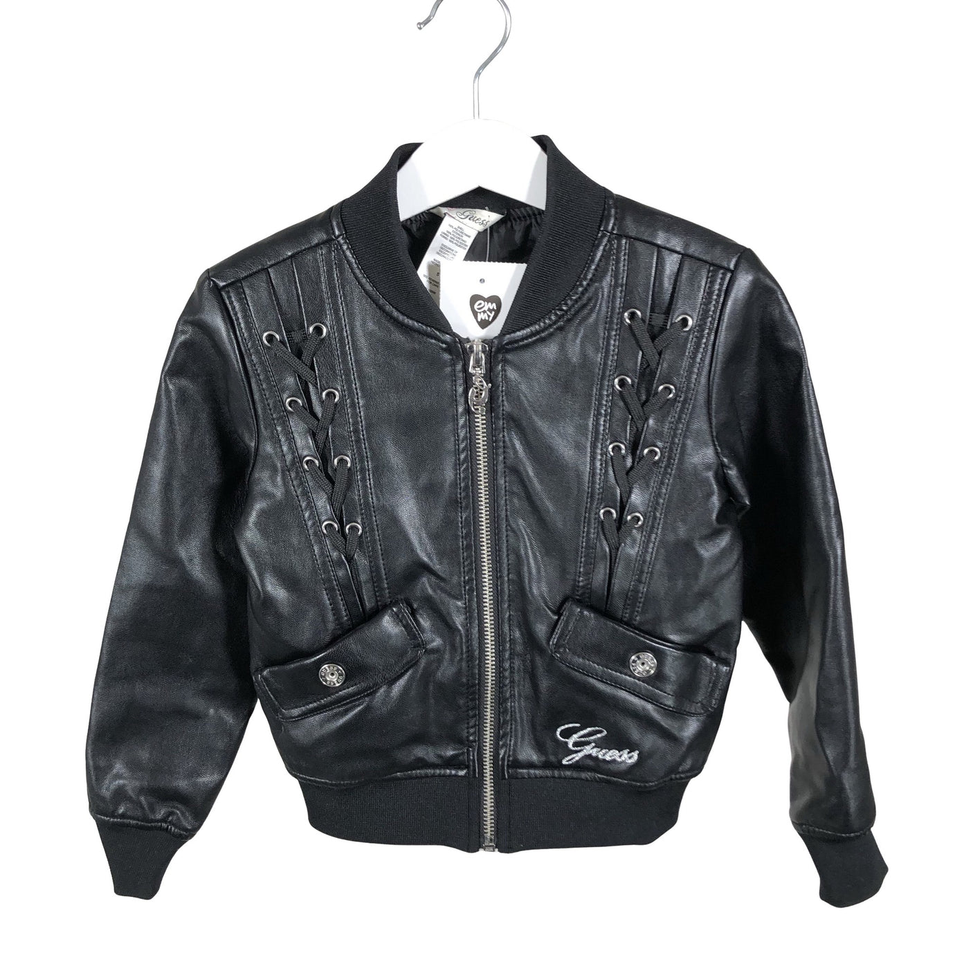 Tyttöjen Guess - Nahkatakki, koko 104 - 110 - Musta (1)