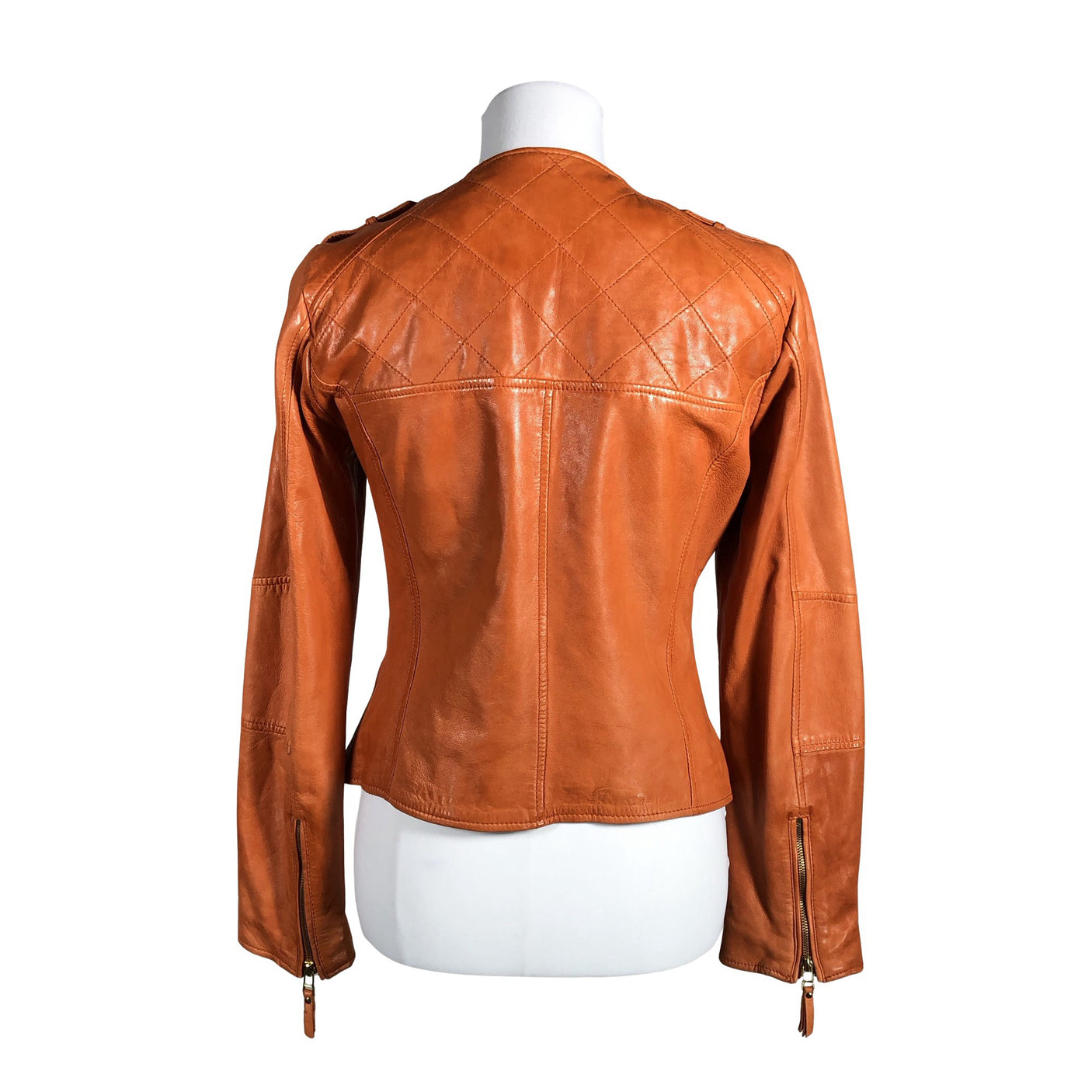 Naisten Massimo Dutti - Nahkatakki, koko 38 - Oranssi (3)