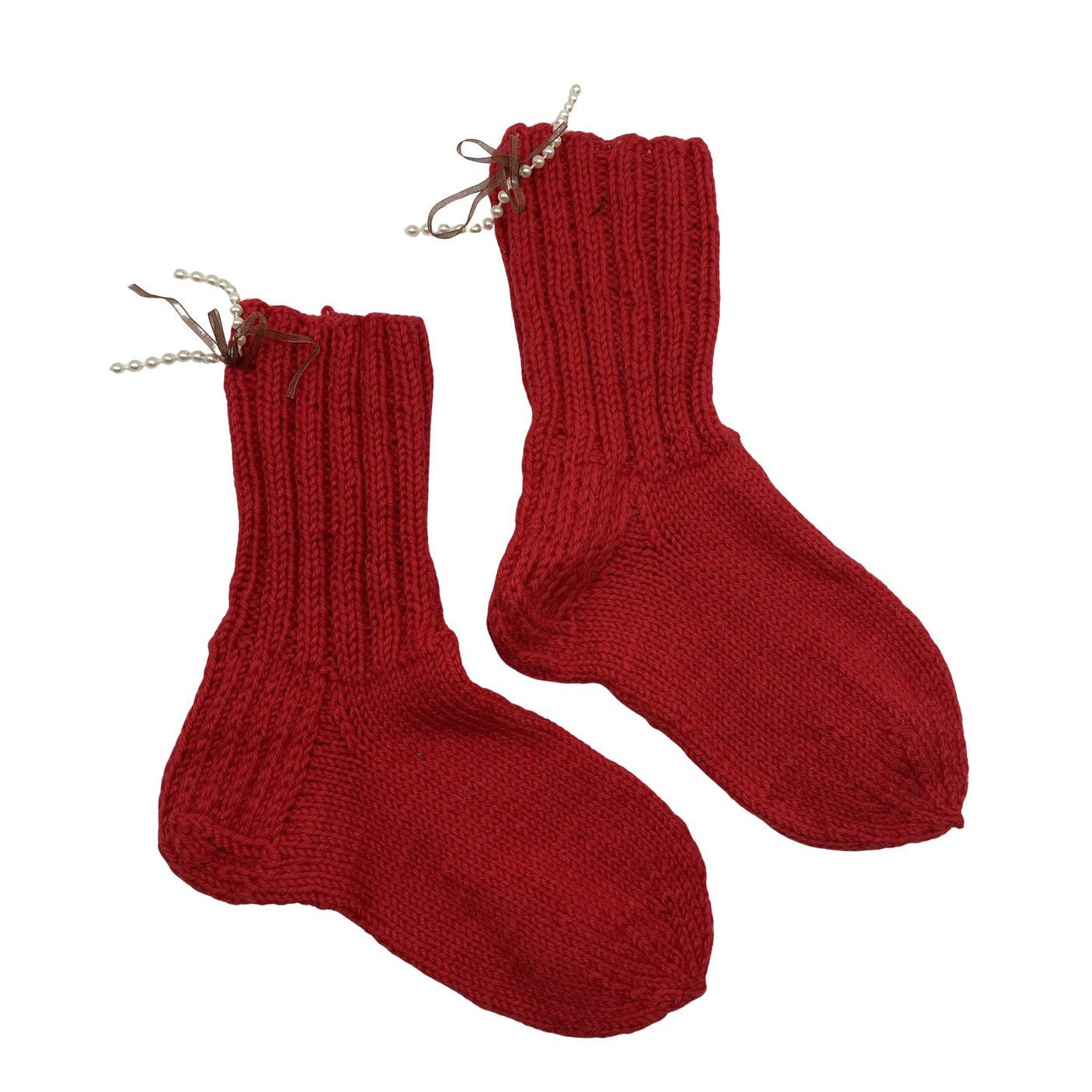 Tyttöjen Handmade - Villasukat, koko 37 - Punainen (1)