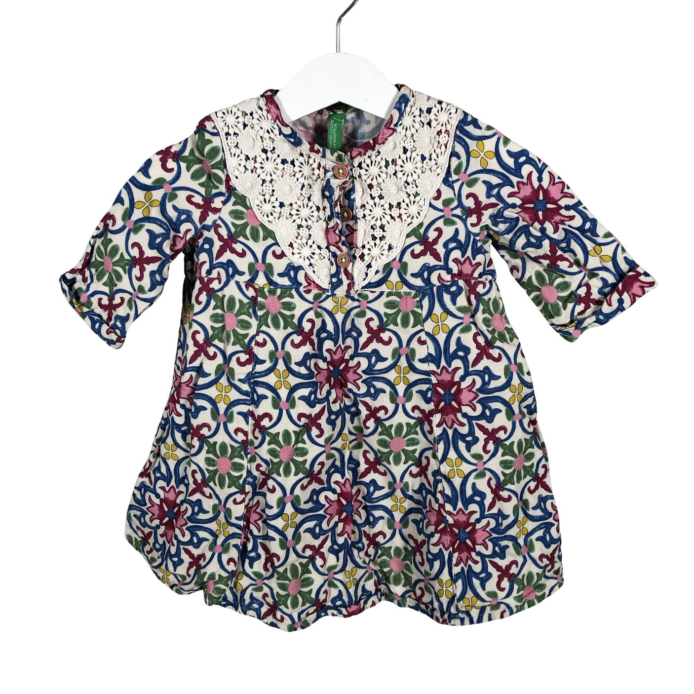 Tyttöjen Benetton - Kangasmekko, koko 74 - 80 - Luonnonvalkoinen (1)