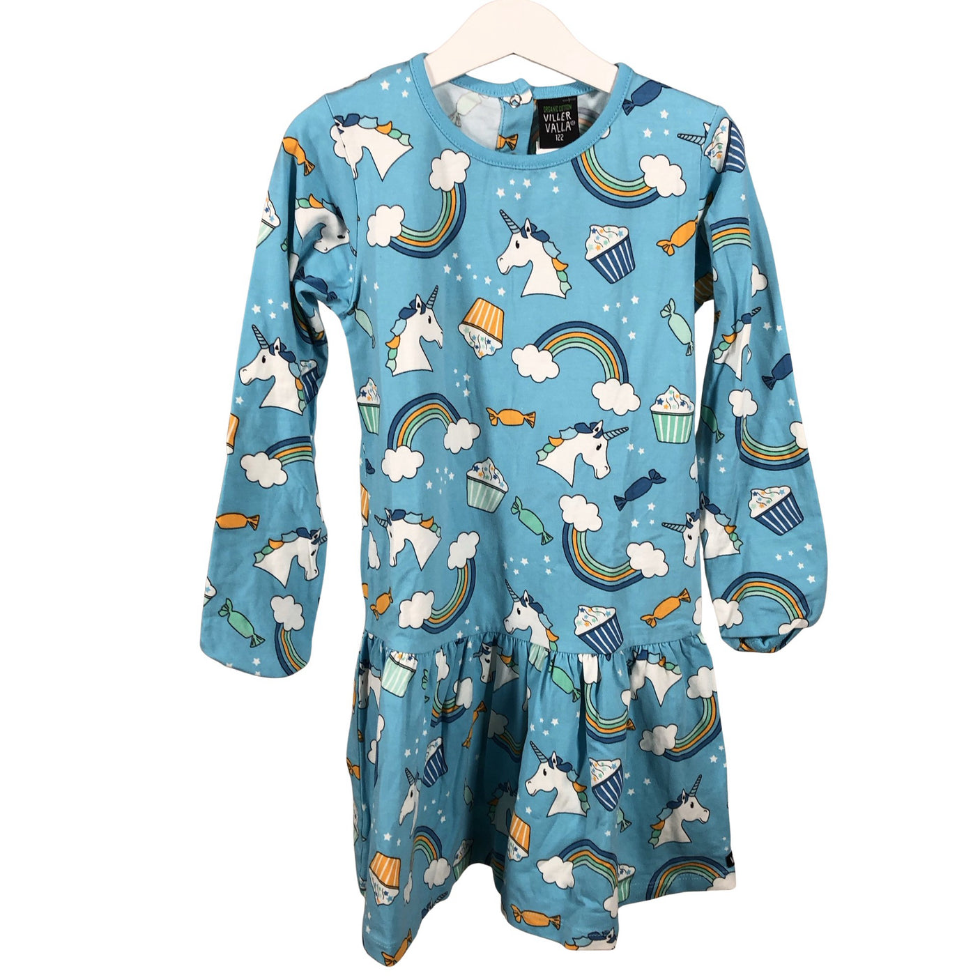 Tyttöjen Villervalla - Trikoomekko, koko 116 - 122 - Vaaleansininen (1)