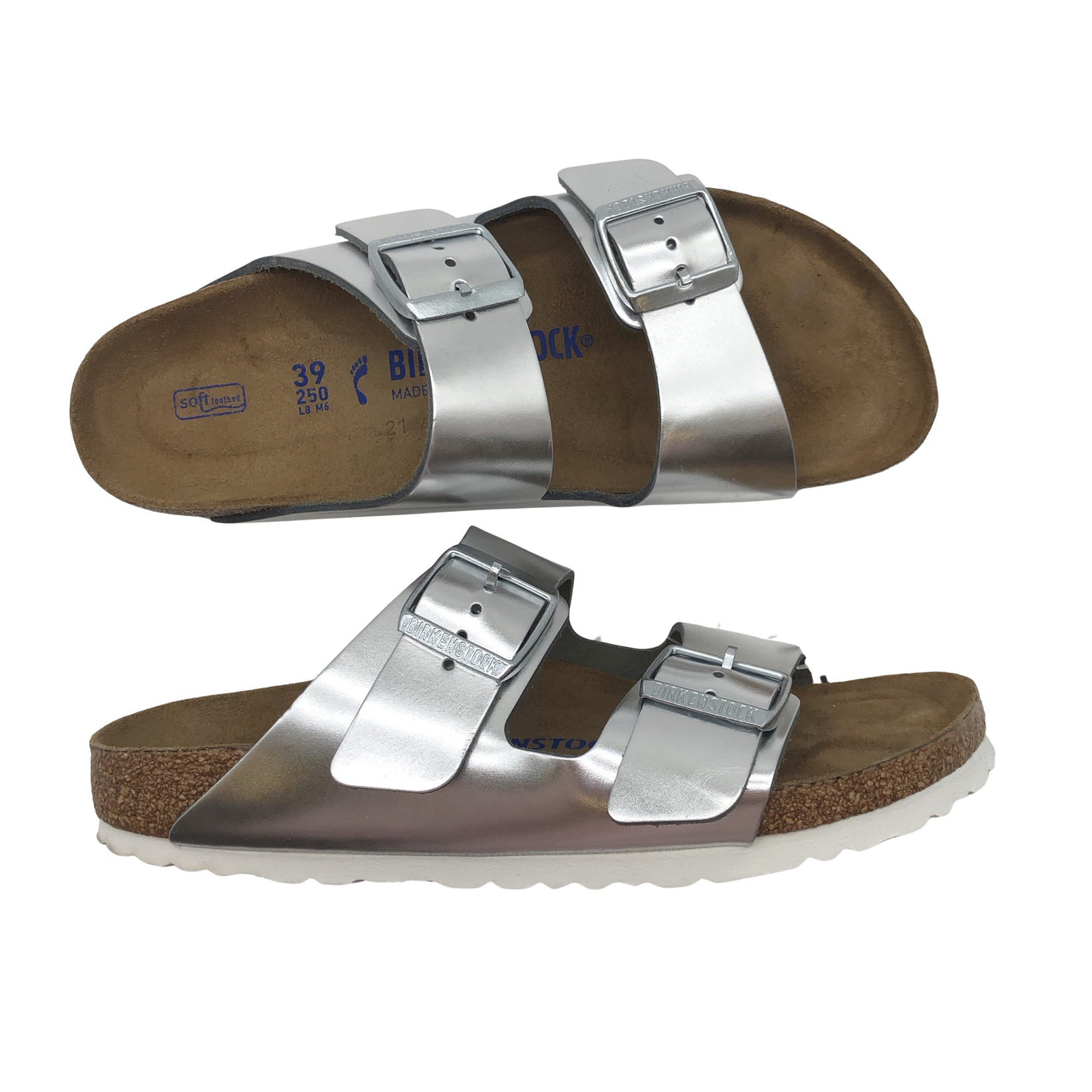 Naisten Birkenstock - Sandaalit, koko 39 - Hopea (1)