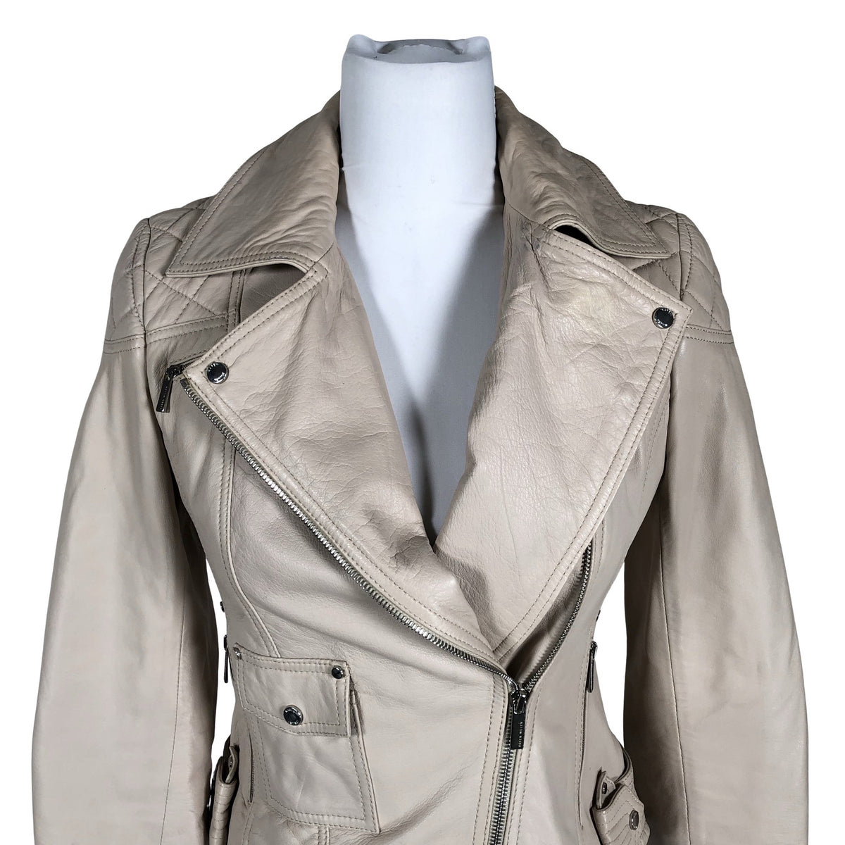 Naisten Karen Millen - Nahkatakki, koko 36 - Beige (3)