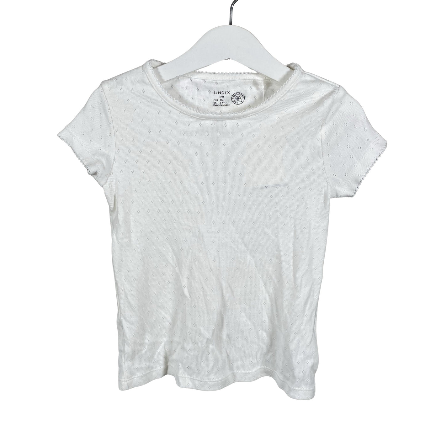 Tyttöjen Lindex - T-paita, koko 98 - 104 - Valkoinen (1)