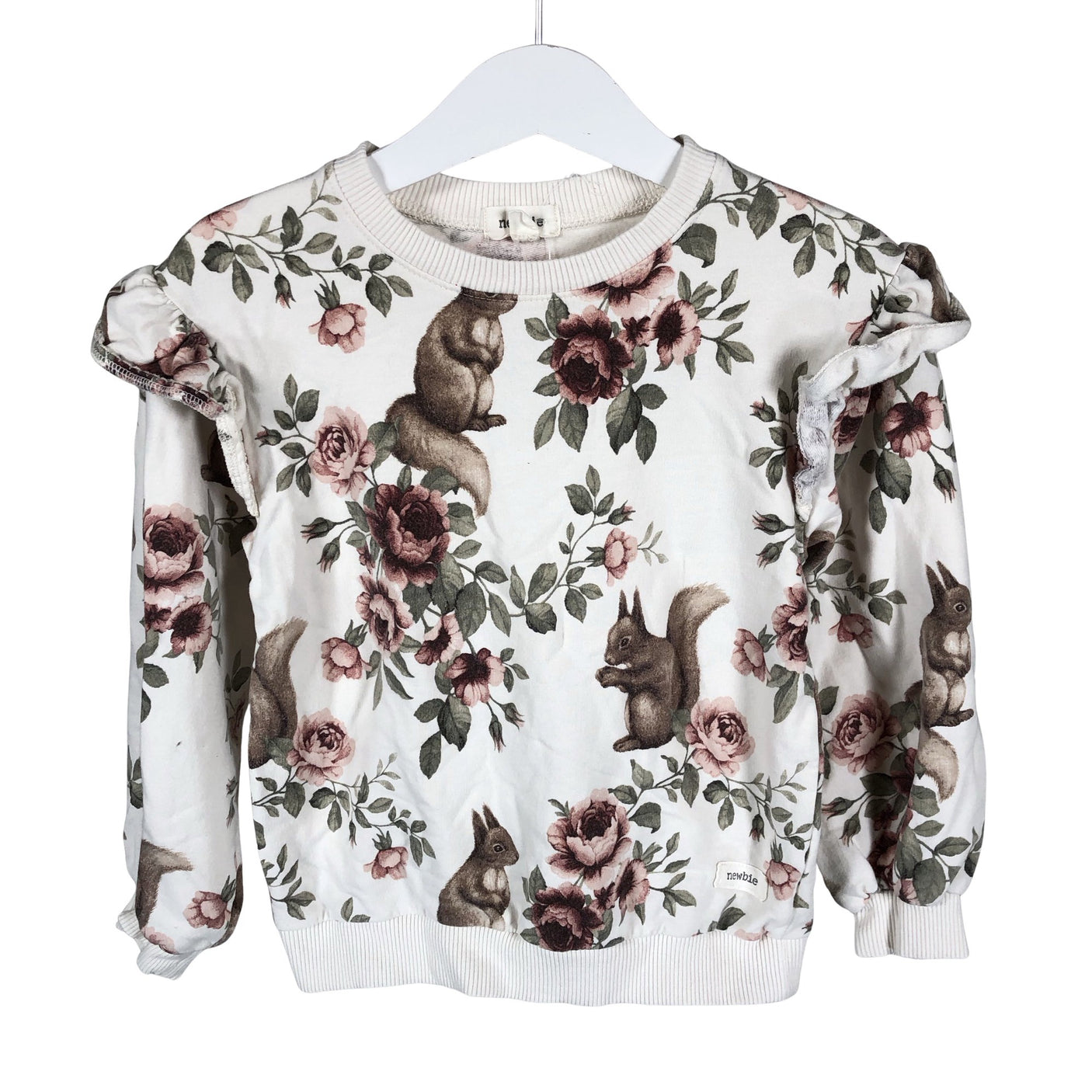 Tyttöjen Newbie - Collegepaita, koko 98 - 104 - Valkoinen (1)