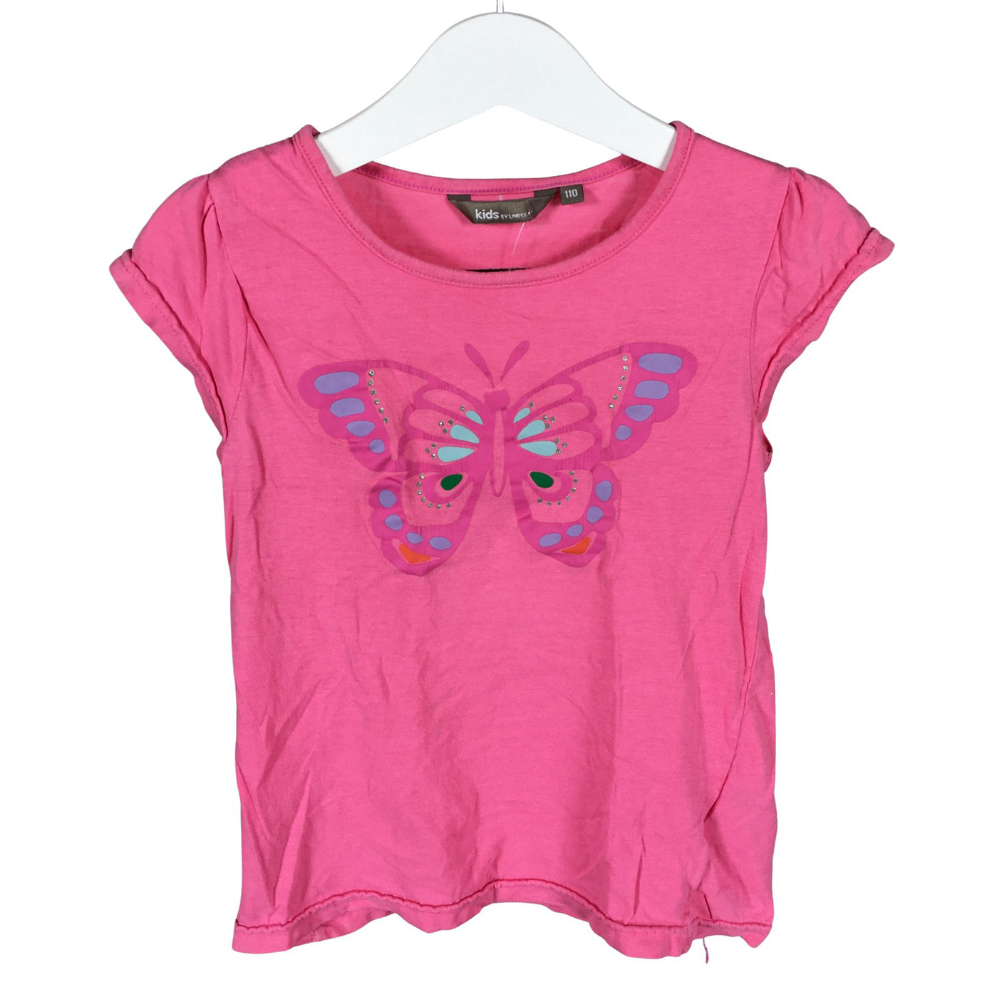 Tyttöjen Lindex - T-paita, koko 104 - 110 - Pinkki (1)