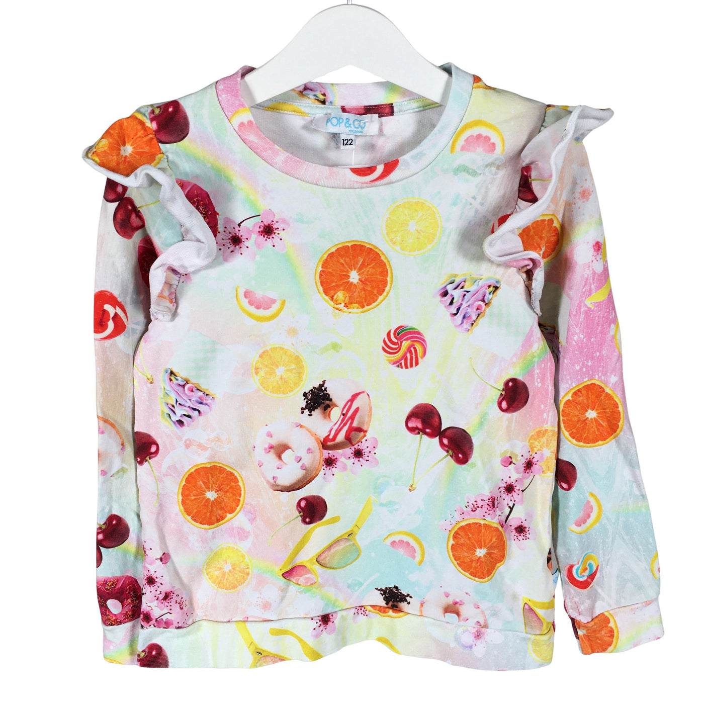 Tyttöjen Pop & Co Helsinki - Collegepaita, koko 116 - 122 - Valkoinen (1)