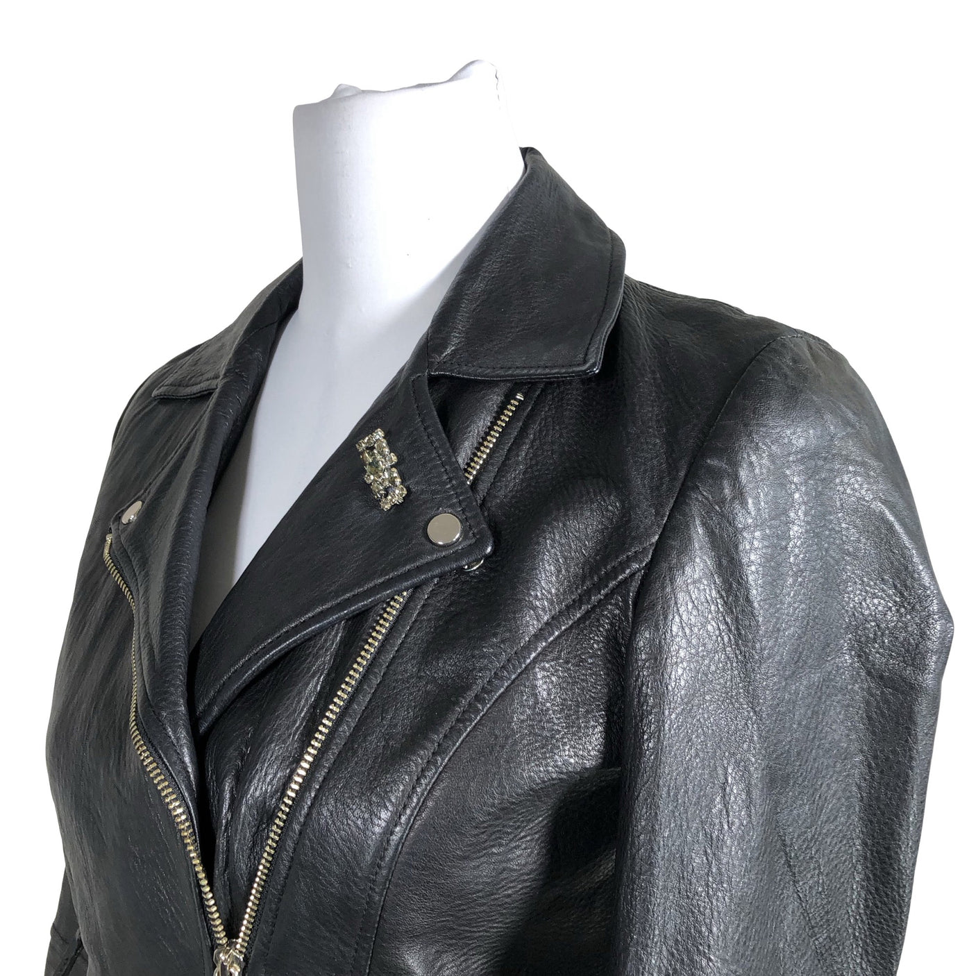 Naisten Massimo Dutti - Nahkatakki, koko 34 - Musta (2)