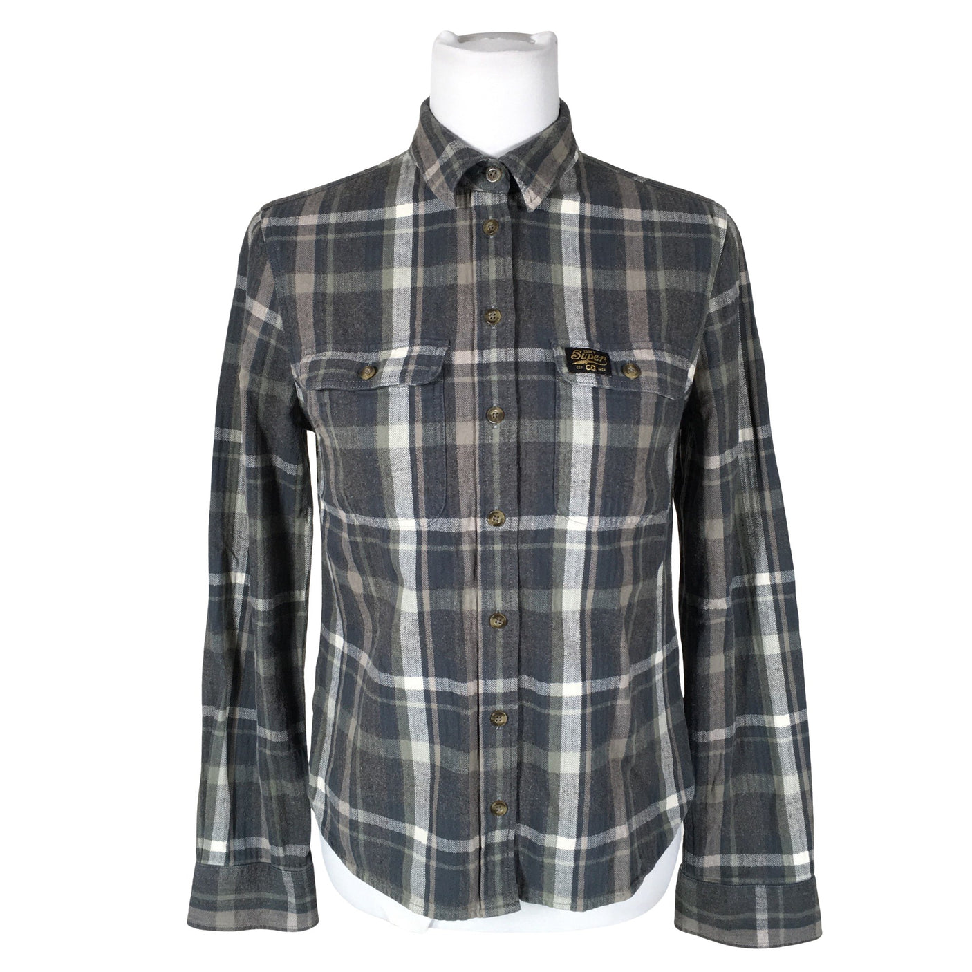 Naisten Superdry - Flanellipaita, koko 34 - Vihreä (1)