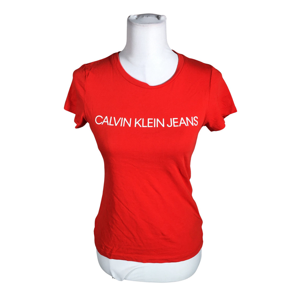 Naisten Calvin Klein Jeans - T-paita, koko 34 - Punainen (1)