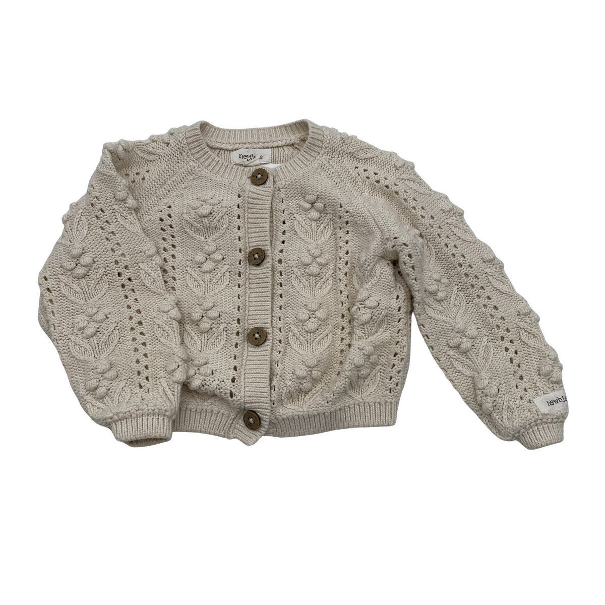 Tyttöjen Newbie - Neuletakki, koko 62 - 68 - Beige (1)