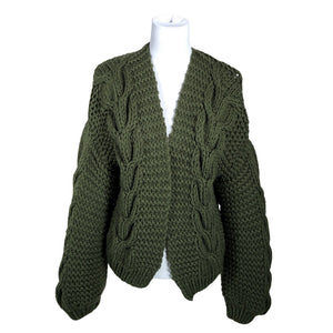 Naisten Handmade - Neuletakki, koko 38 - Vihreä (1)