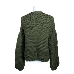 Naisten Handmade - Neuletakki, koko 38 - Vihreä (2)
