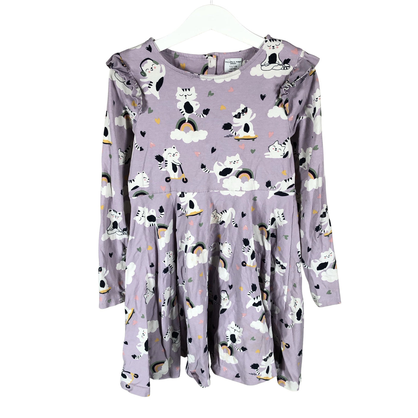 Tyttöjen Polarn O. Pyret - Trikoomekko, koko 122 - 128 - Violetti (1)