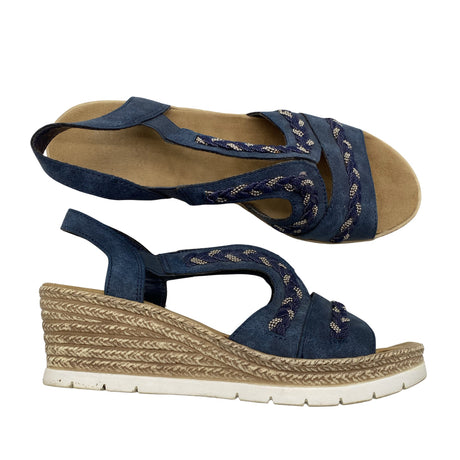 Naisten Rieker - Kiilakorkosandaalit, koko 39 - Sininen ()