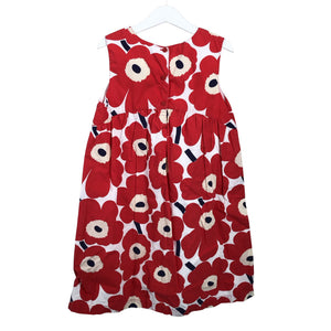 Tyttöjen Marimekko - Kangasmekko, koko 122 - 128 - Punainen (2)