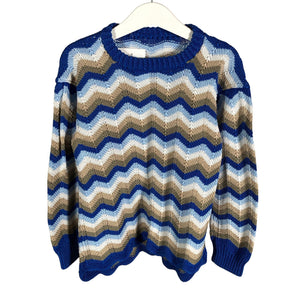Tyttöjen Handmade - Neulepaita, koko 140 - 146 - Sininen (1)
