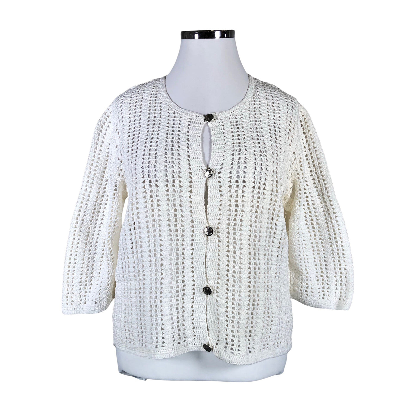 Naisten Handmade - Neuletakki, koko 42 - Valkoinen (1)