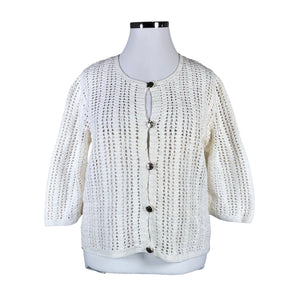 Naisten Handmade - Neuletakki, koko 42 - Valkoinen (1)